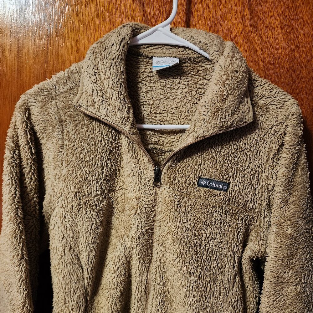 Women's Small Columbia Tan Fuzzy Fleece Full Zip Jacket